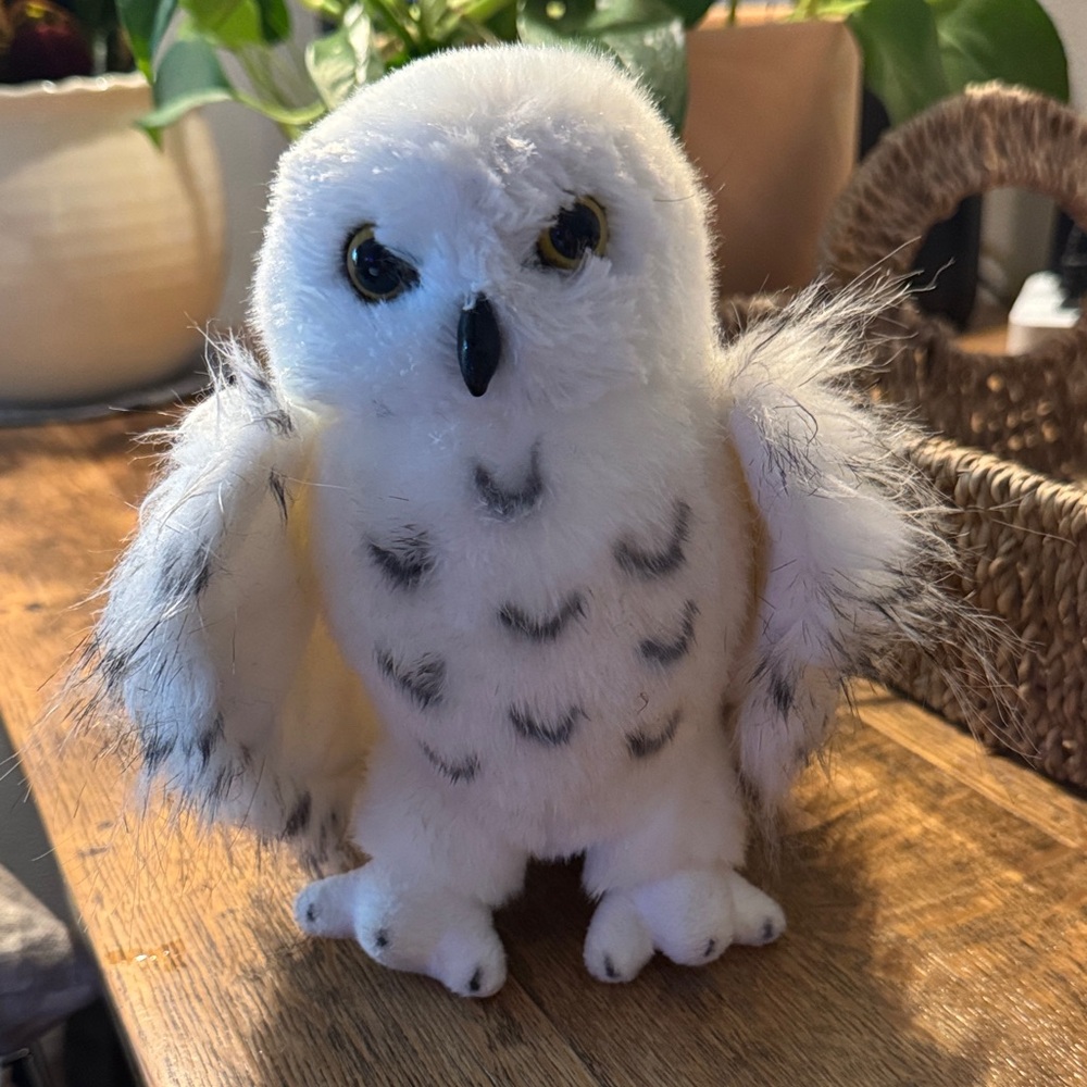 Fluffy White and Black Owl Plush Toy